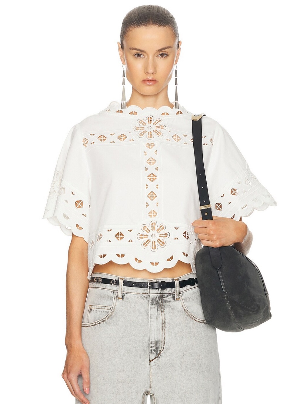 Isabel Marant Parissa broderie anglaise cotton blouse top - Picture 2 of 9
